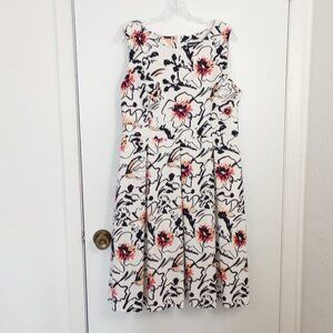 Karl Lagerfeld White Floral Fit-and-Flare Dress